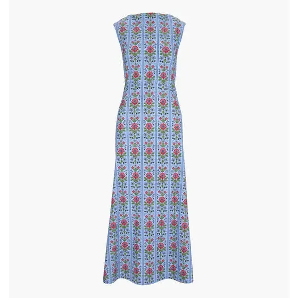 新品未使用 House on the Hill (Flower Stripe) The Margot Dress, Pink Floral Block Stripe - Hill House Home